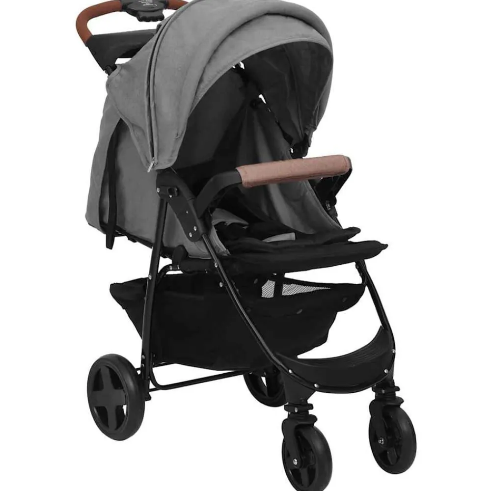 vidaXL Carrito de bebés 3 en 1 de acero Gris claro Discount