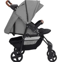vidaXL Carrito de bebés 3 en 1 de acero Gris claro Discount