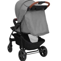 vidaXL Carrito de bebés 3 en 1 de acero Gris claro Discount
