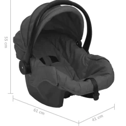Niños vidaXL Transporte De Bebés-Carrito de bebés 3 en 1 de acero y negro