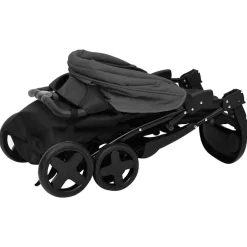 Niños vidaXL Transporte De Bebés-Carrito de bebés 3 en 1 de acero y negro