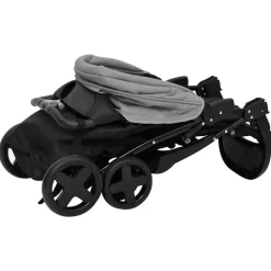 vidaXL Carrito de bebés 3 en 1 de acero y negro Gris claro Clearance