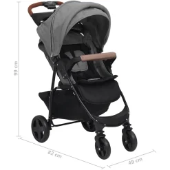 Niños vidaXL Transporte De Bebés-Carrito de bebés 2 en 1 de acero