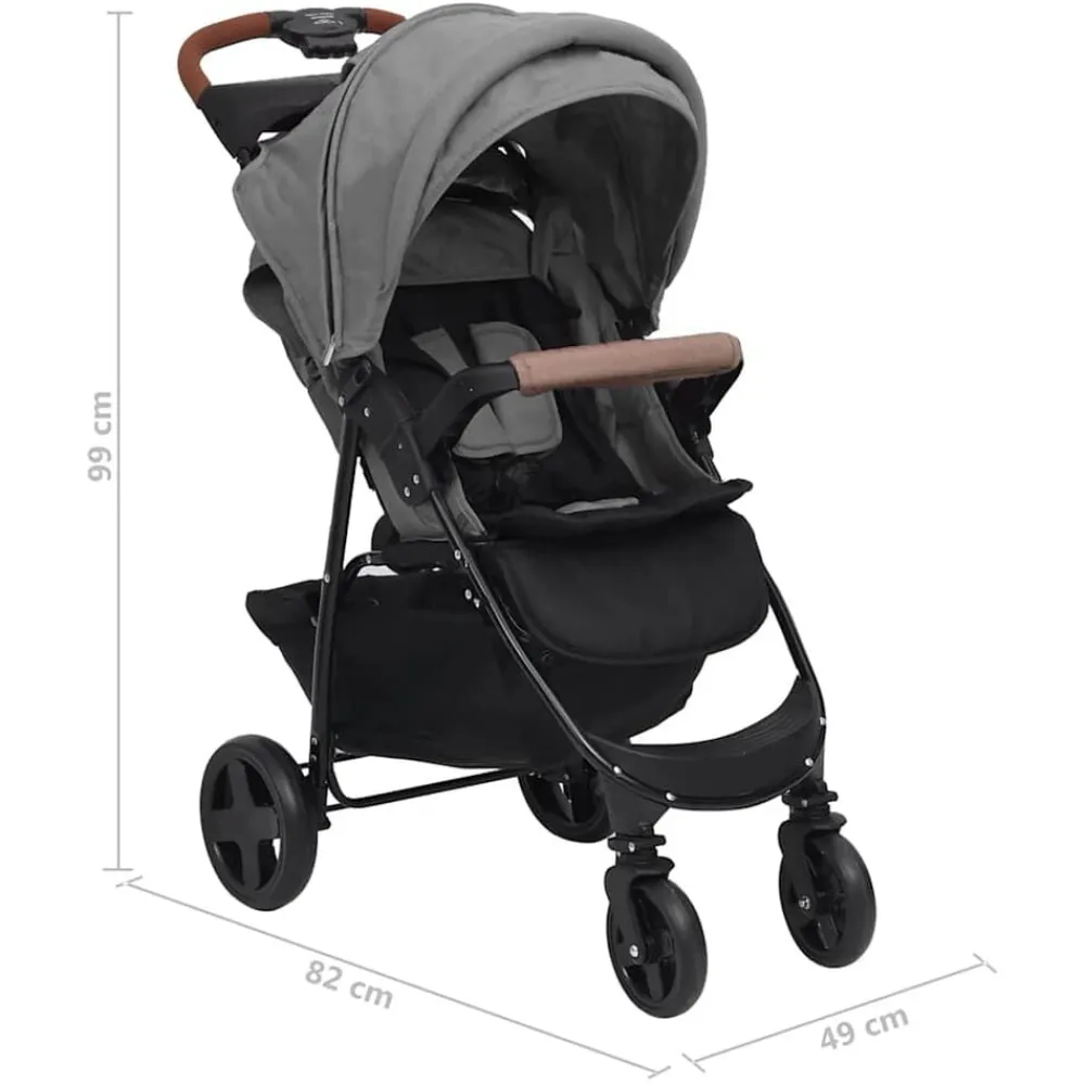 Niños vidaXL Transporte De Bebés-Carrito de bebés 2 en 1 de acero