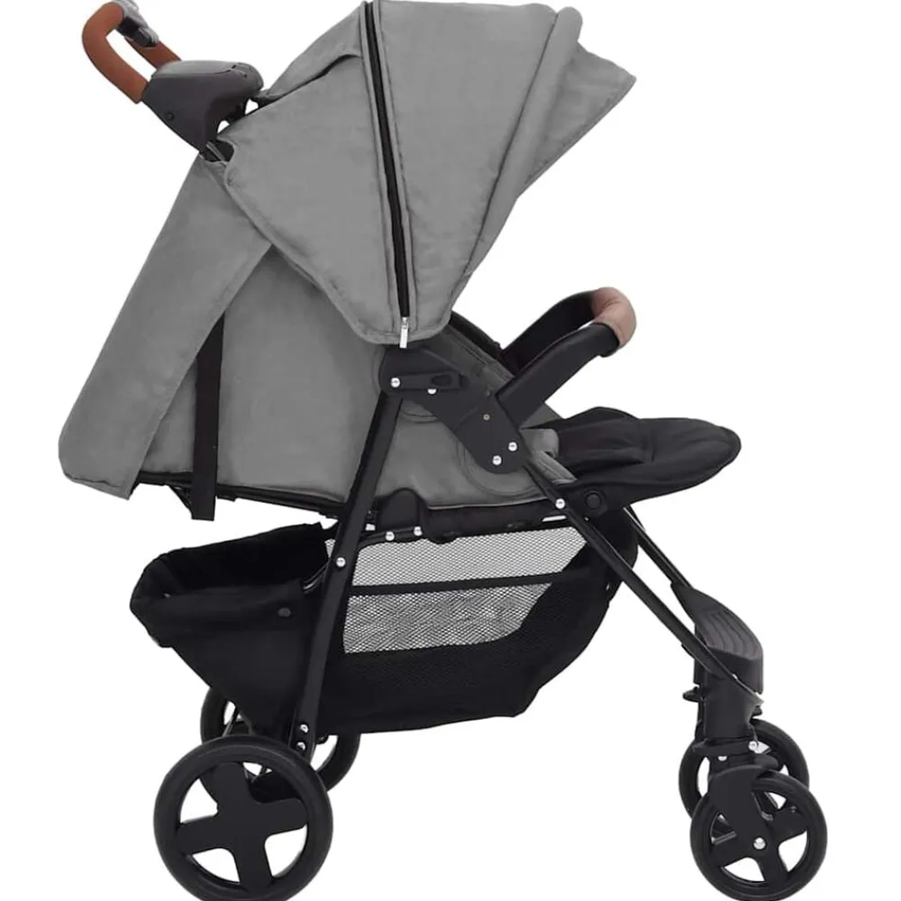 Niños vidaXL Transporte De Bebés-Carrito de bebés 2 en 1 de acero