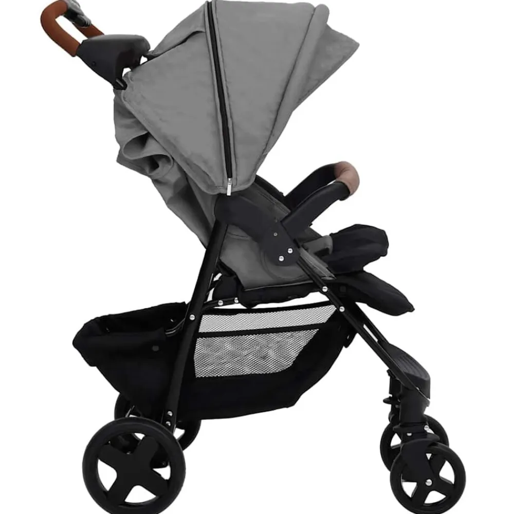 Niños vidaXL Transporte De Bebés-Carrito de bebés 2 en 1 de acero