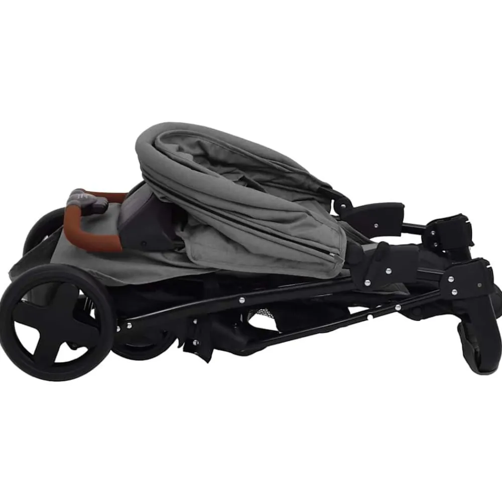 Niños vidaXL Transporte De Bebés-Carrito de bebés 2 en 1 de acero