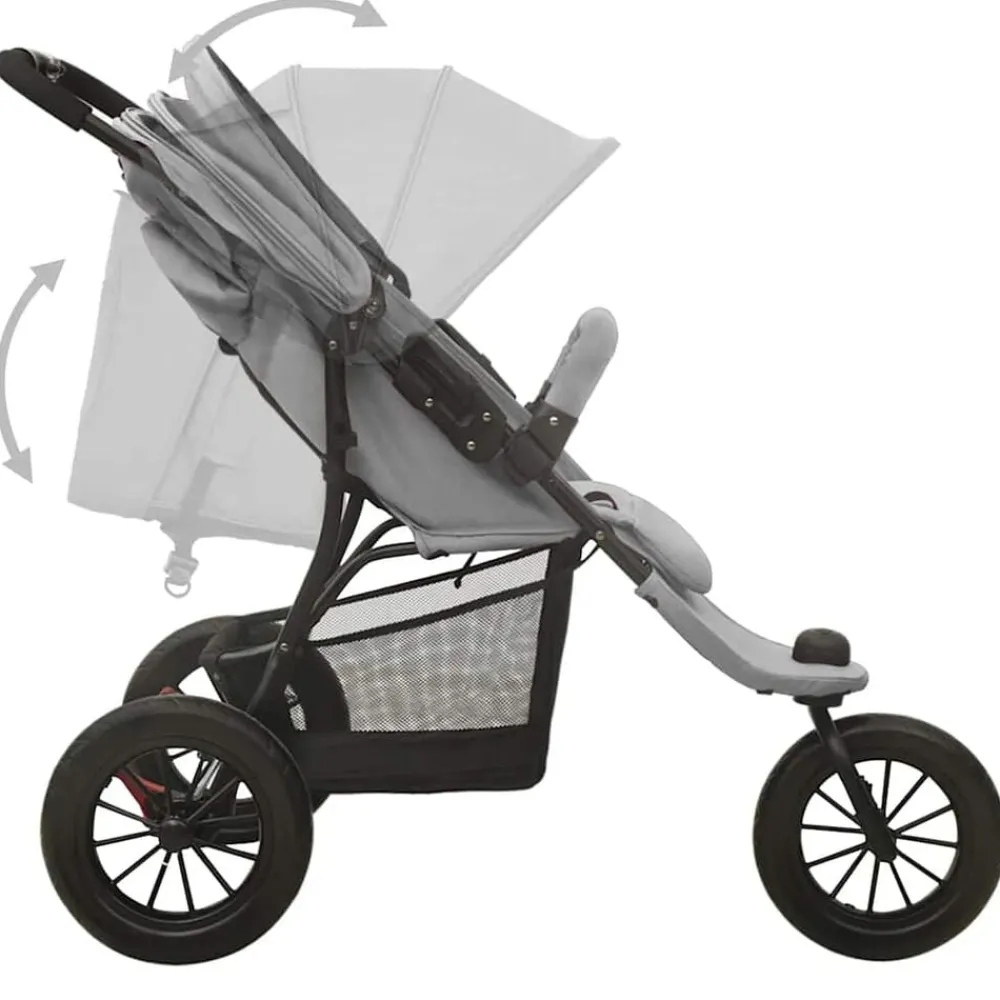 vidaXL Carrito de bebés de acero Gris claro Online