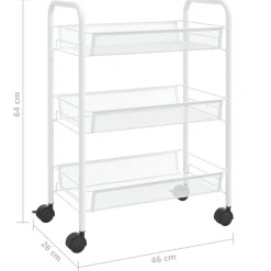 vidaXL Carros E Islas-Carrito de cocina 3 niveles hierro 46x26x64 cm