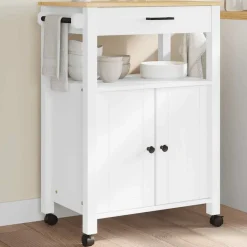 vidaXL Carros E Islas-Carrito de cocina MONZA madera maciza de pino 60x40x88,5 cm