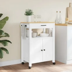 vidaXL Carros E Islas-Carrito de cocina MONZA madera maciza de pino 60x40x88,5 cm