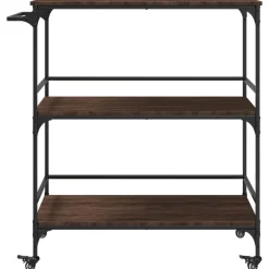 vidaXL Carrito de cocina madera ingeniería marrón roble 100,5x50x105cm Marrón roble Outlet