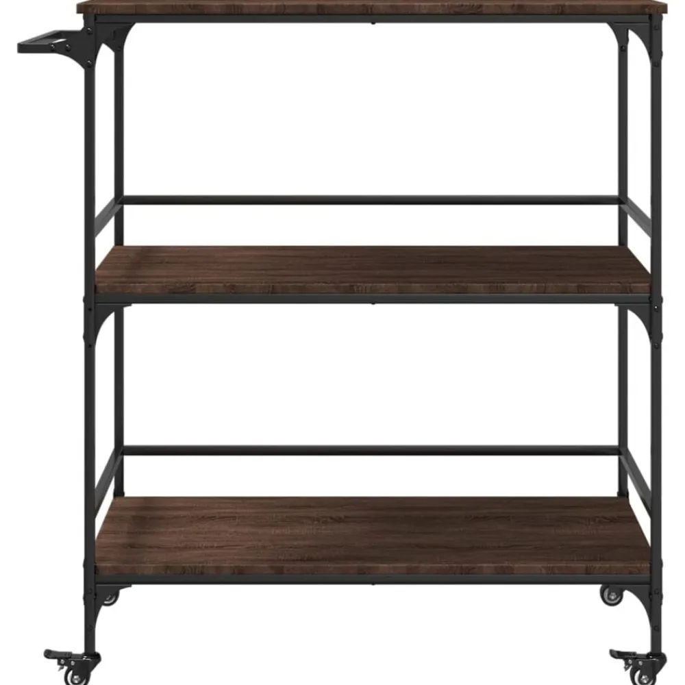 vidaXL Carrito de cocina madera ingeniería marrón roble 100,5x50x105cm Marrón roble Outlet