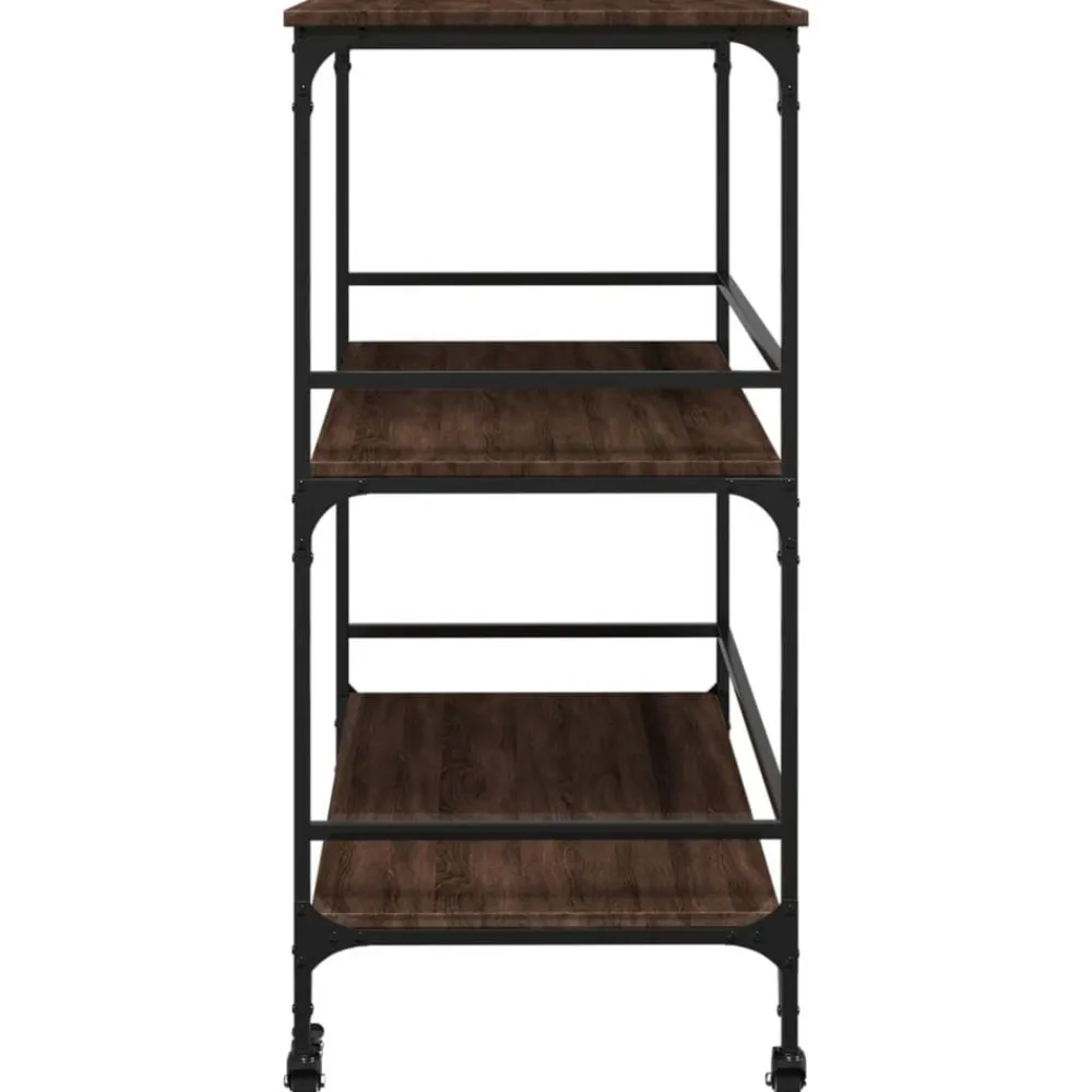 vidaXL Carrito de cocina madera ingeniería marrón roble 100,5x50x105cm Marrón roble Outlet