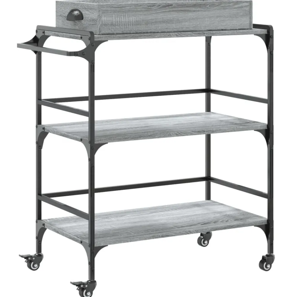 vidaXL Carrito de cocina madera ingeniería 81,5x41x92,5 cm Gris sonoma Discount