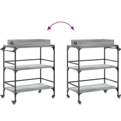 vidaXL Carrito de cocina madera ingeniería 81,5x41x92,5 cm Gris sonoma Discount