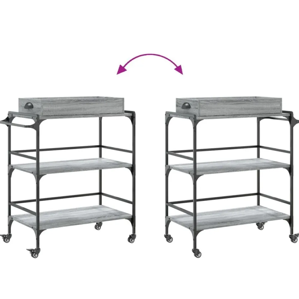 vidaXL Carrito de cocina madera ingeniería 81,5x41x92,5 cm Gris sonoma Discount