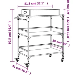 vidaXL Carrito de cocina madera ingeniería 81,5x41x92,5 cm Gris sonoma Discount