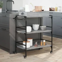 vidaXL Carrito de cocina madera ingeniería 81,5x41x92,5 cm Gris sonoma Discount