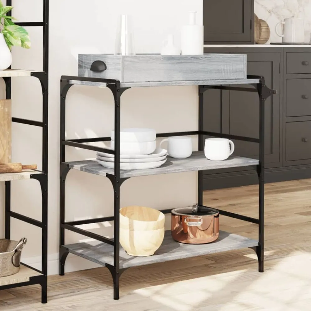 vidaXL Carrito de cocina madera ingeniería 81,5x41x92,5 cm Gris sonoma Discount