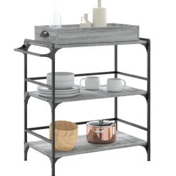 vidaXL Carrito de cocina madera ingeniería 81,5x41x92,5 cm Gris sonoma Discount