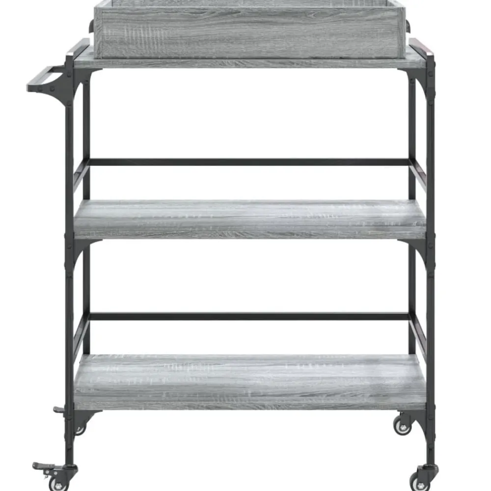 vidaXL Carrito de cocina madera ingeniería 81,5x41x92,5 cm Gris sonoma Discount