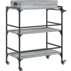 vidaXL Carrito de cocina madera ingeniería 81,5x41x92,5 cm Gris sonoma Discount