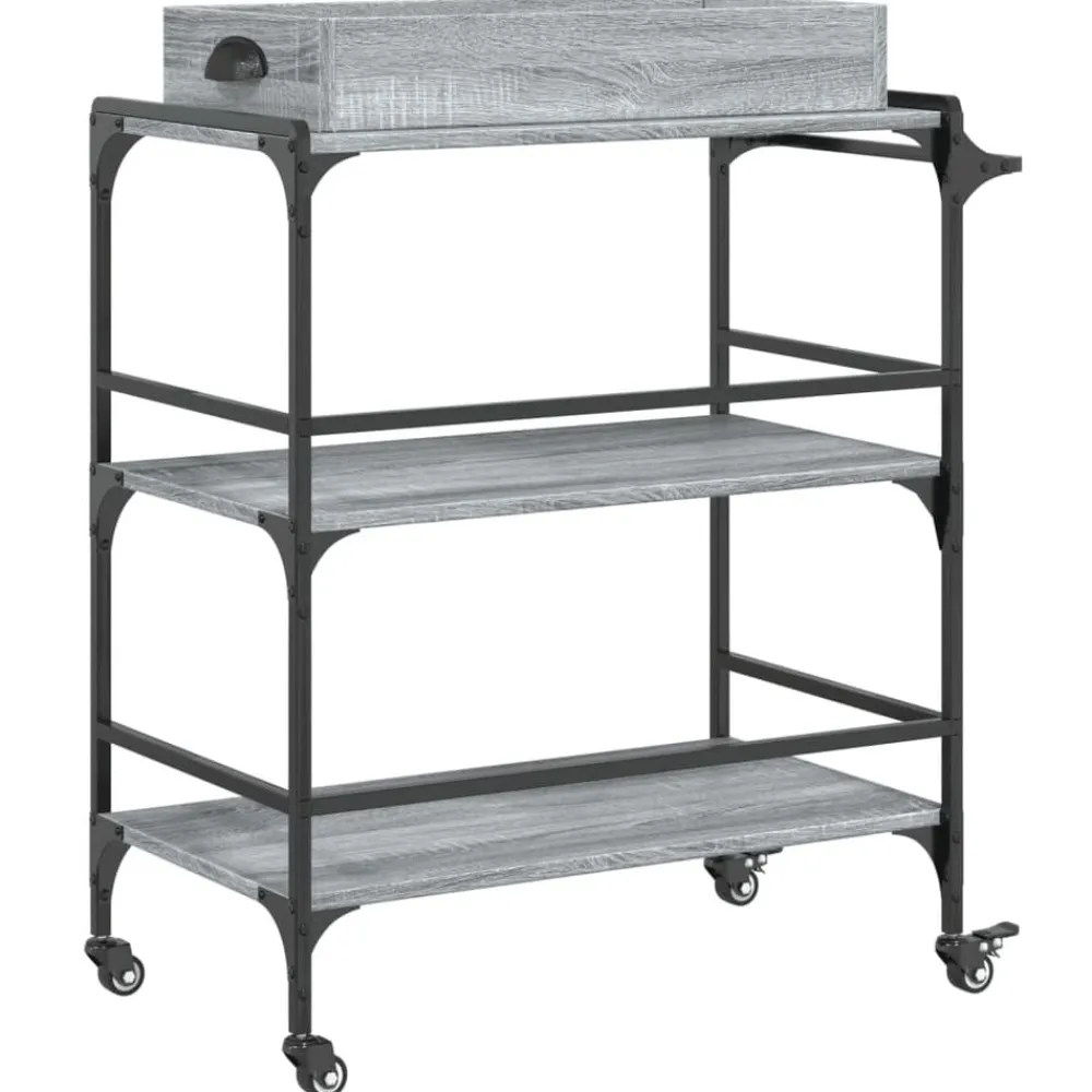 vidaXL Carrito de cocina madera ingeniería 81,5x41x92,5 cm Gris sonoma Discount