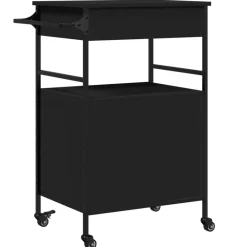 vidaXL Carrito de cocina de madera de ingeniería 56x43x89,5 cm Negro Discount