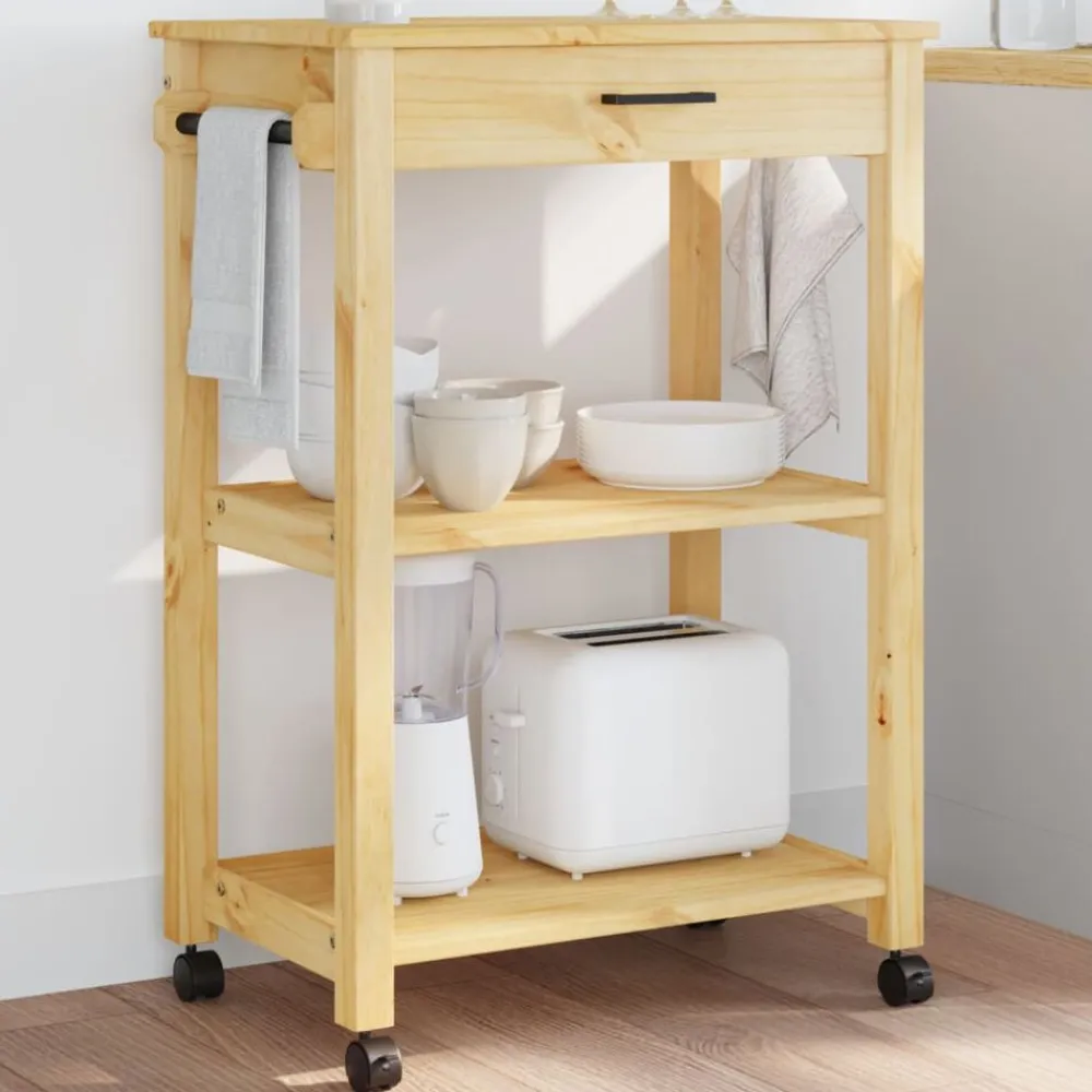 vidaXL Carrito de cocina MONZA madera maciza de pino 60x40x88,5 cm Marrón Online