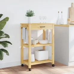 vidaXL Carrito de cocina MONZA madera maciza de pino 60x40x88,5 cm Marrón Online