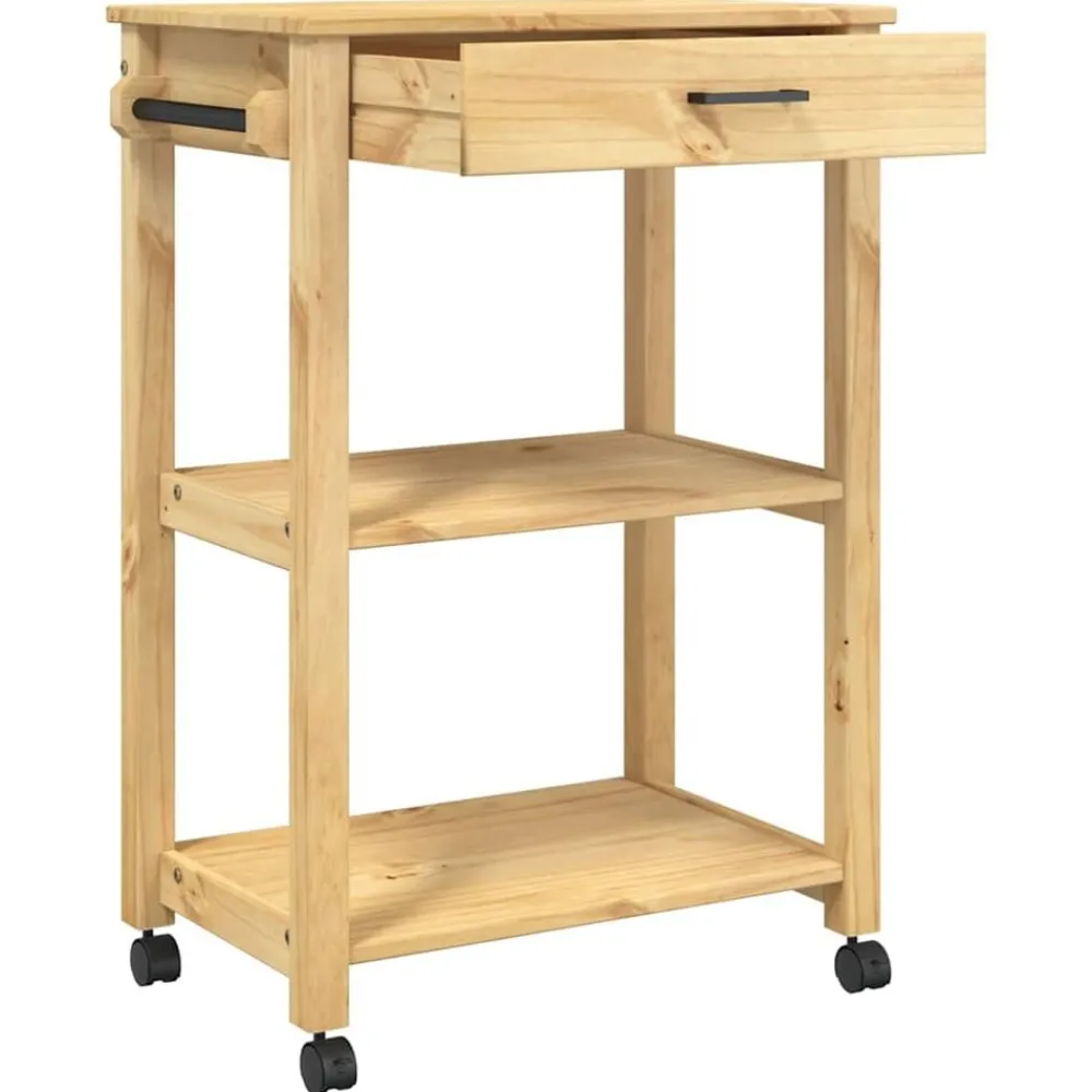 vidaXL Carrito de cocina MONZA madera maciza de pino 60x40x88,5 cm Marrón Online