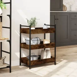 vidaXL Carrito de cocina madera ingeniería 50x30x70 cm Roble ahumado Clearance