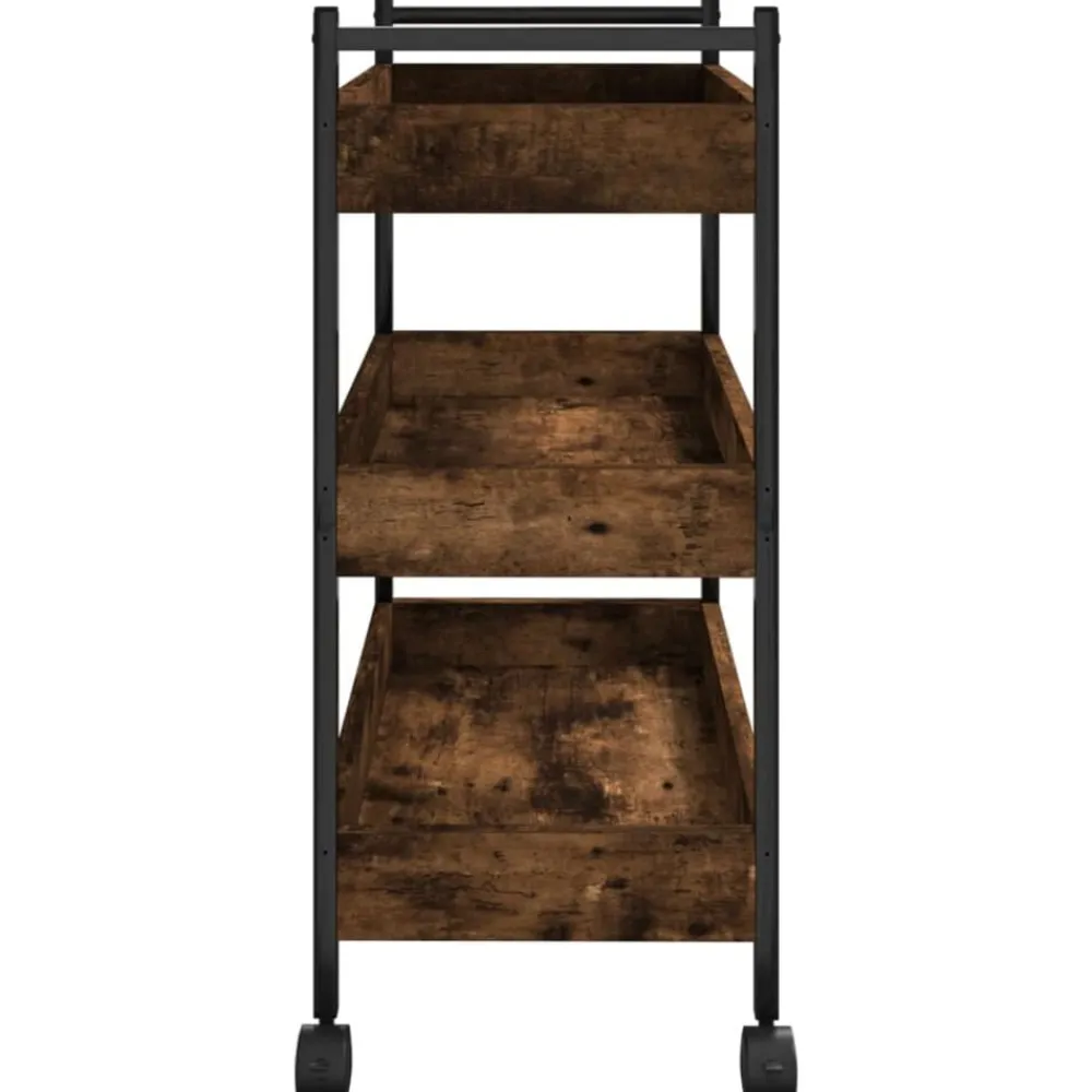 vidaXL Carrito de cocina madera ingeniería 50x30x70 cm Roble ahumado Clearance