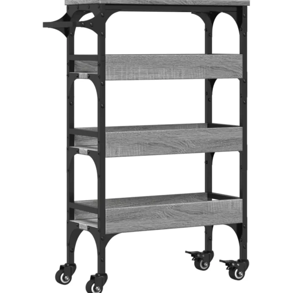 vidaXL Carrito de cocina madera de ingeniería 53x20x76 cm Gris sonoma Clearance