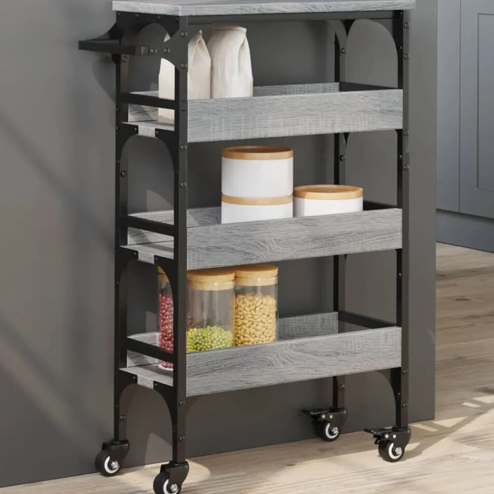 vidaXL Carrito de cocina madera de ingeniería 53x20x76 cm Gris sonoma Clearance