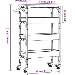 vidaXL Carrito de cocina madera de ingeniería 53x20x76 cm Gris sonoma Clearance