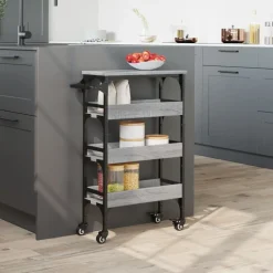 vidaXL Carrito de cocina madera de ingeniería 53x20x76 cm Gris sonoma Clearance
