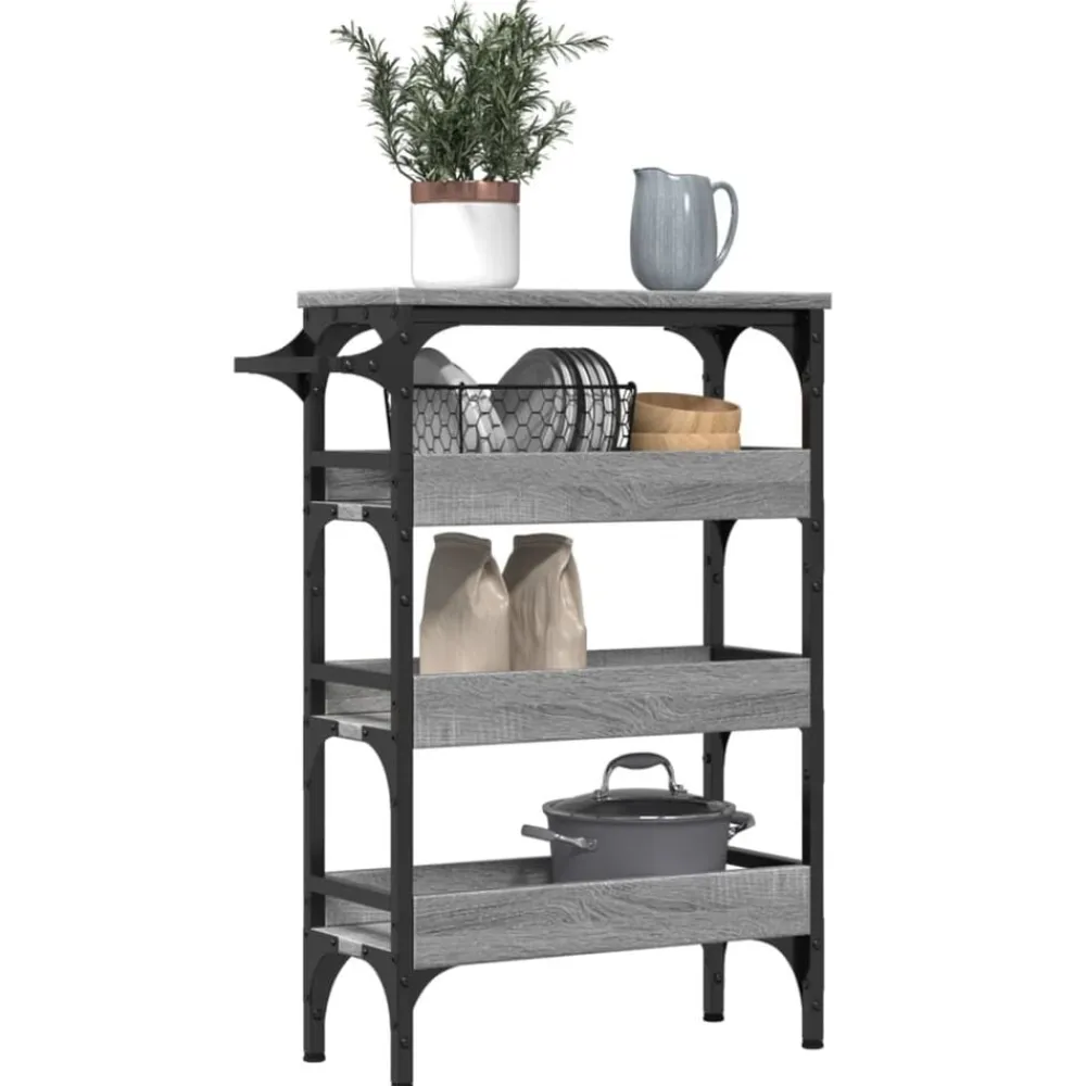 vidaXL Carrito de cocina madera de ingeniería 53x20x76 cm Gris sonoma Clearance