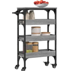 vidaXL Carrito de cocina madera de ingeniería 53x20x76 cm Gris sonoma Clearance