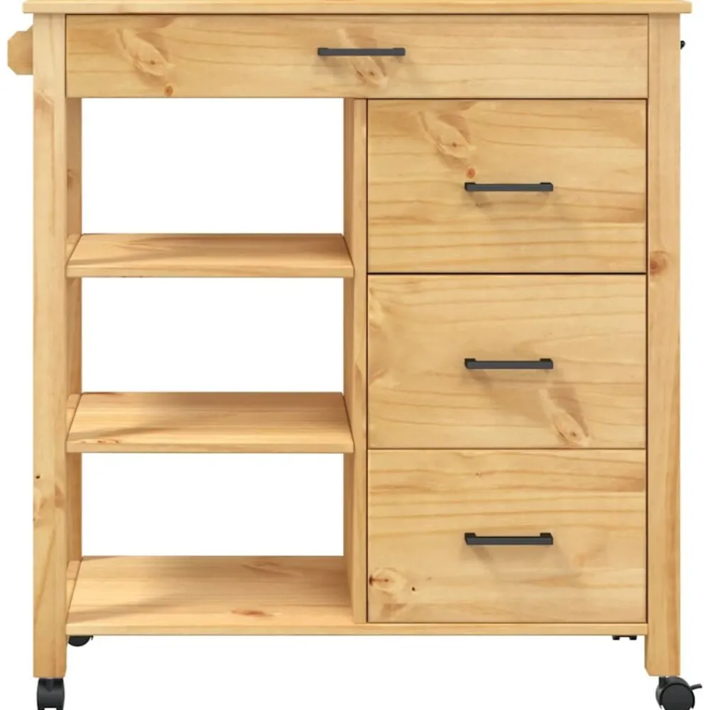 vidaXL Carros E Islas-Carrito de cocina MONZA madera maciza de pino 84x40x88,5 cm