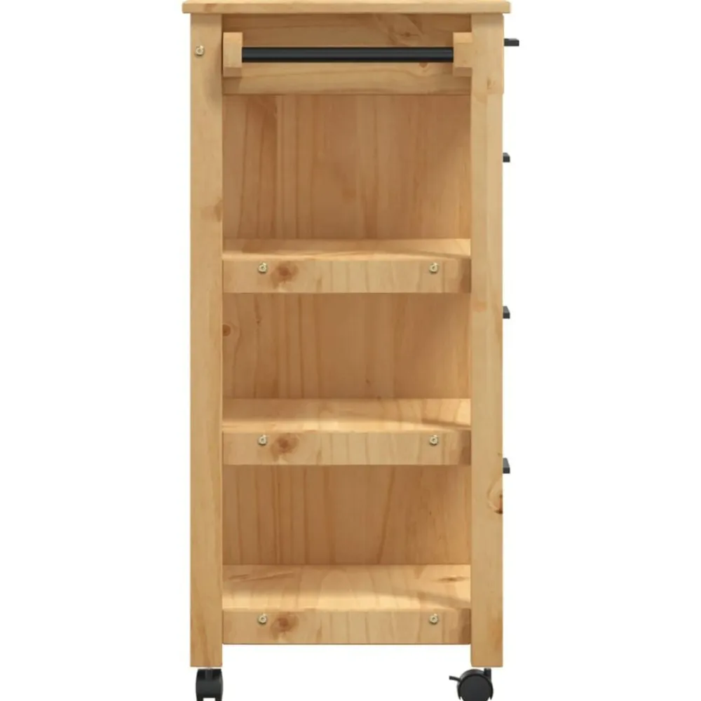vidaXL Carros E Islas-Carrito de cocina MONZA madera maciza de pino 84x40x88,5 cm
