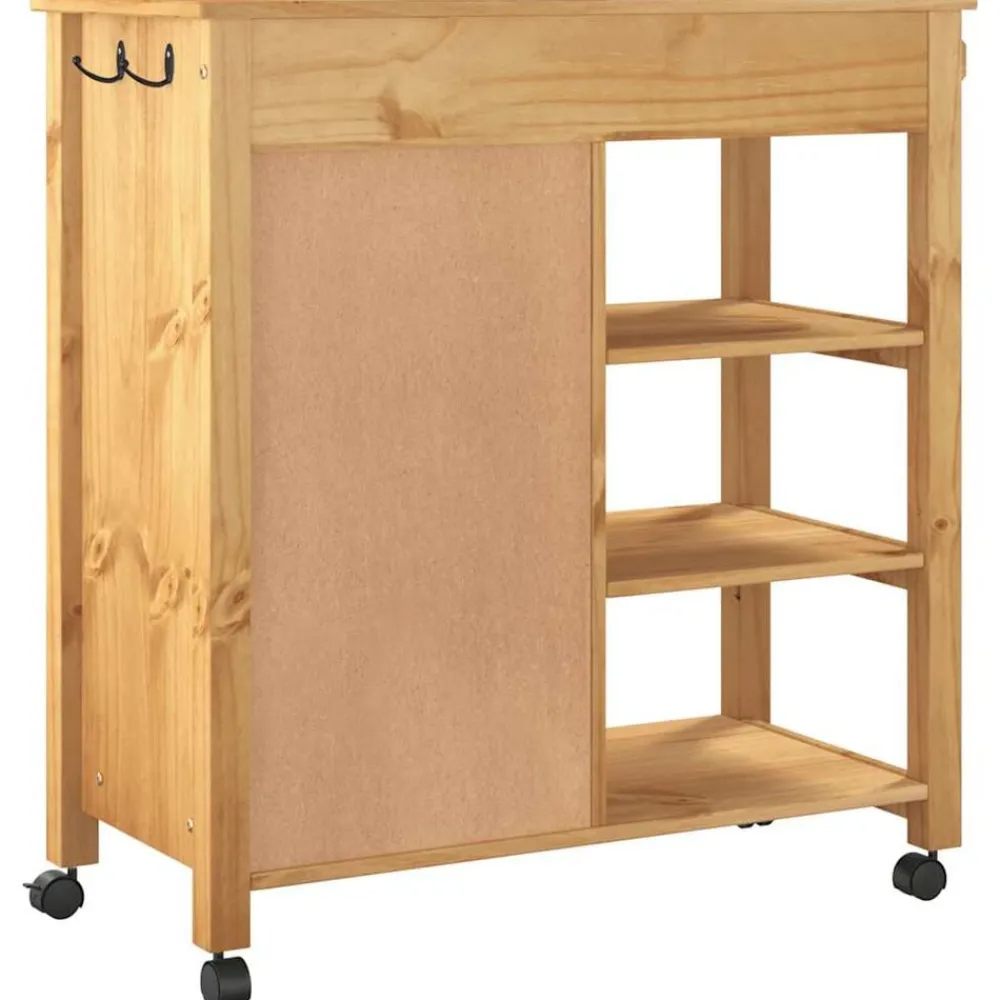 vidaXL Carros E Islas-Carrito de cocina MONZA madera maciza de pino 84x40x88,5 cm