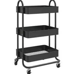 vidaXL Carros E Islas-Carrito de cocina 3 niveles acero 43x34x79 cm
