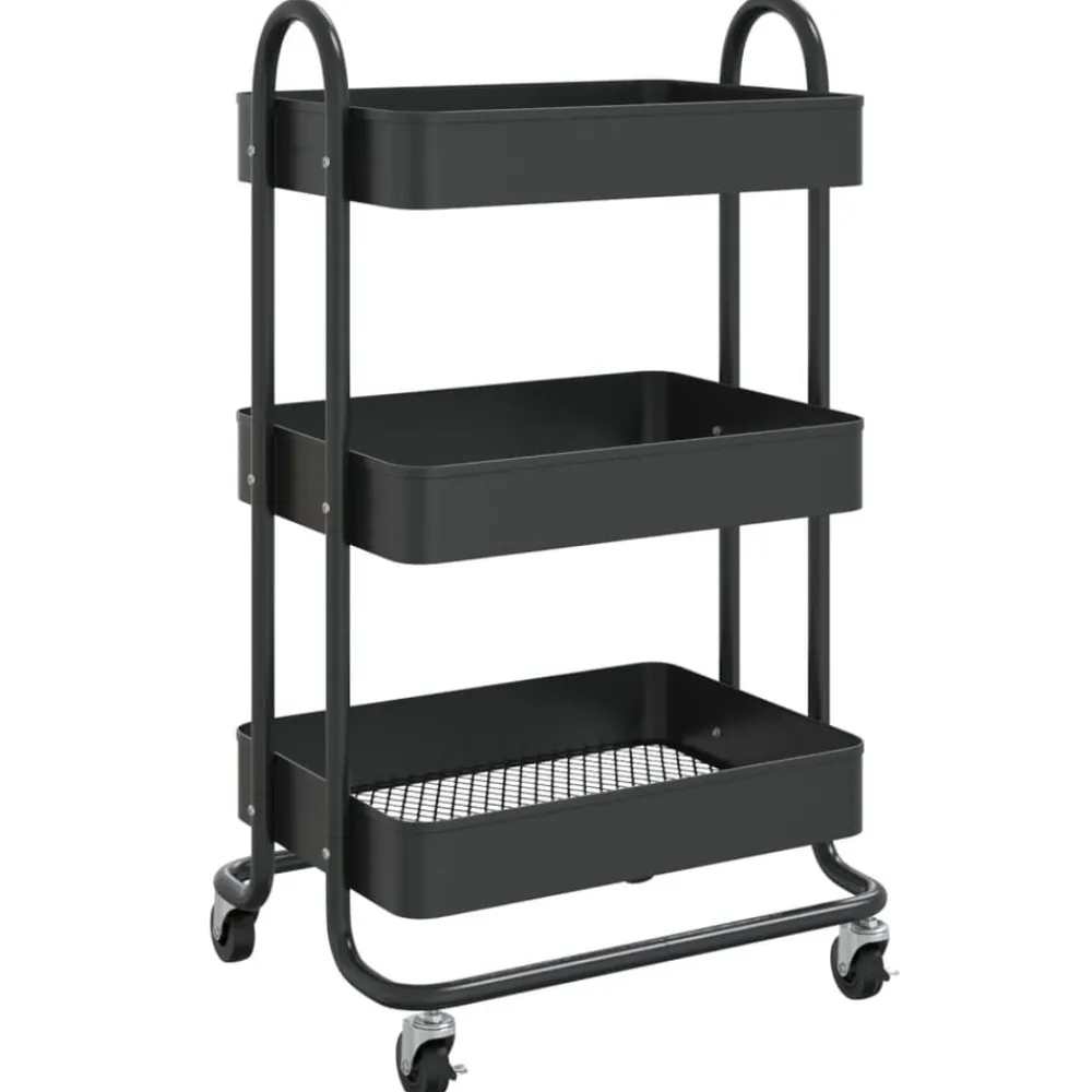vidaXL Carros E Islas-Carrito de cocina 3 niveles acero 43x34x79 cm