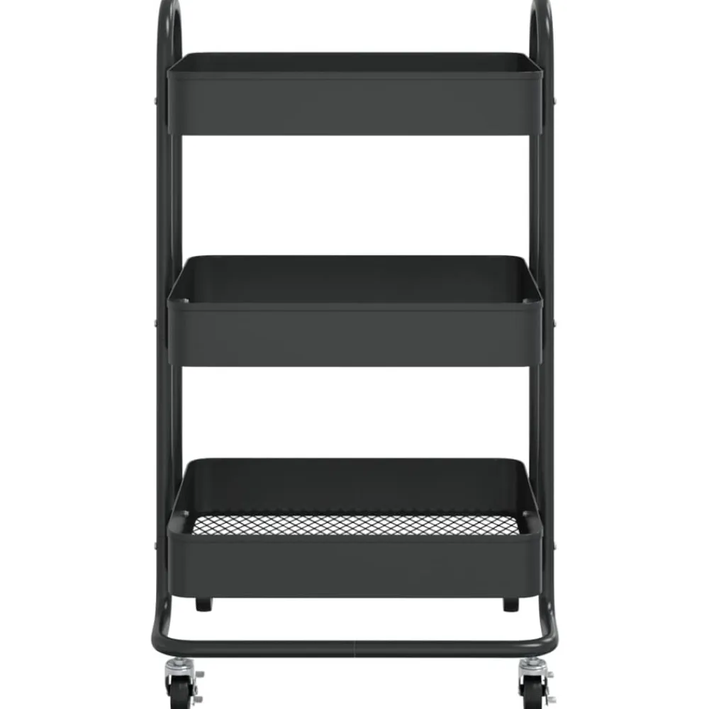 vidaXL Carros E Islas-Carrito de cocina 3 niveles acero 43x34x79 cm