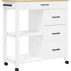 vidaXL Carros E Islas-Carrito de cocina MONZA madera maciza de pino 84x40x88,5 cm