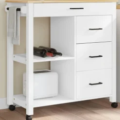 vidaXL Carros E Islas-Carrito de cocina MONZA madera maciza de pino 84x40x88,5 cm