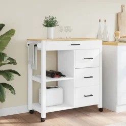 vidaXL Carros E Islas-Carrito de cocina MONZA madera maciza de pino 84x40x88,5 cm