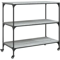 vidaXL Carrito de cocina madera ingeniería 102x50x95 cm Gris sonoma Discount